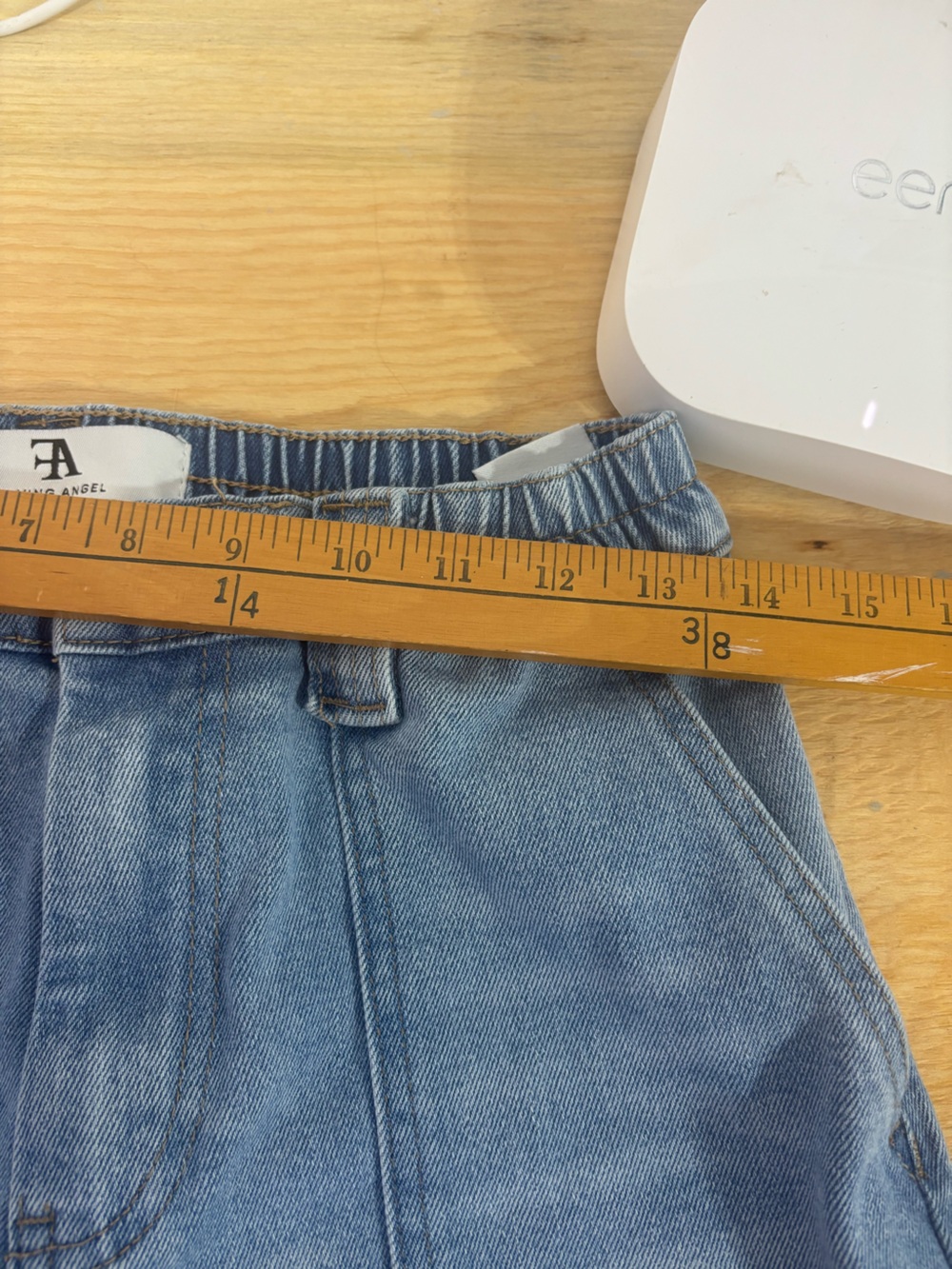 Flying Angel Women’s 9/29 Light Wash Cargo Wide Leg Jeans Elastic Waist - Picture 9 of 9